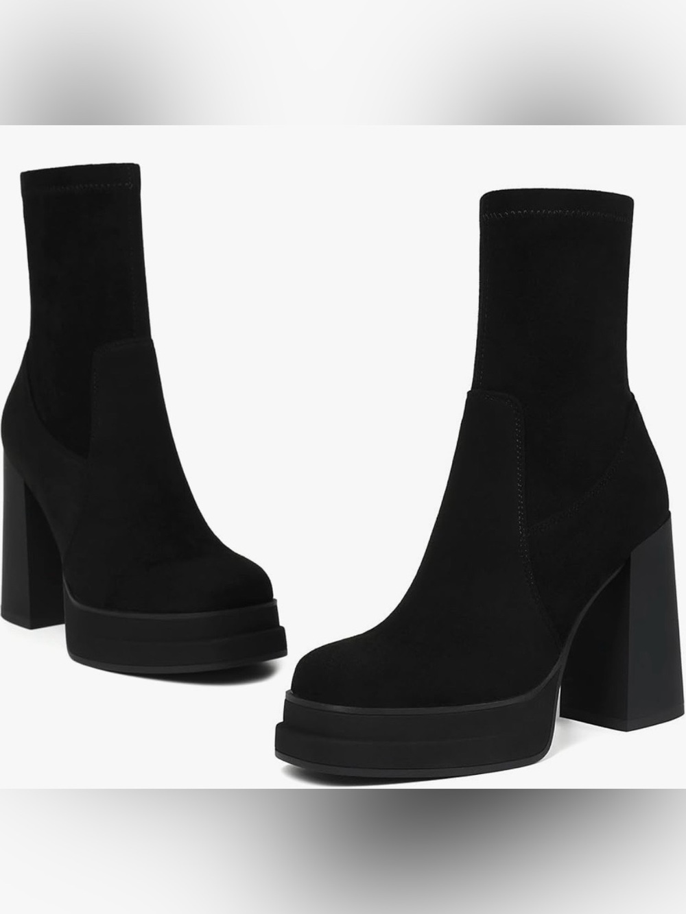 Wetviro Women's Platform Ankle Booties Round Toe Chunky Block Heel